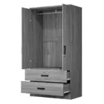 2-Door Wardrobe With Shelves 2 Large Drawers - Image 8