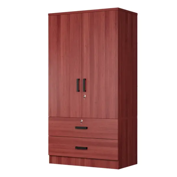 2-Door Wardrobe With Shelves 2 Large Drawers - Image 2