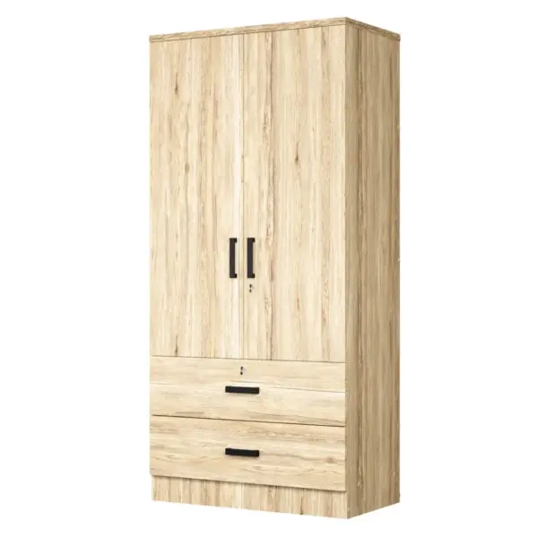 2-Door Wardrobe With Shelves 2 Large Drawers - Image 1