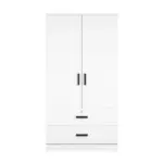 2-Door Wardrobe With Shelves 2 Large Drawers - Image 4