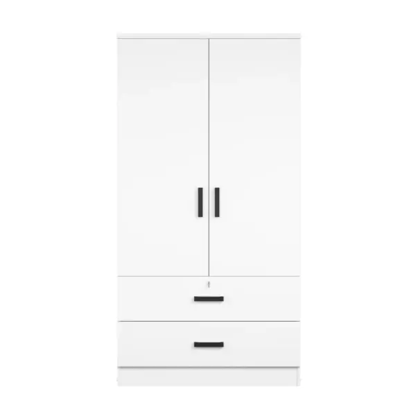 2-Door Wardrobe With Shelves 2 Large Drawers - Image 4