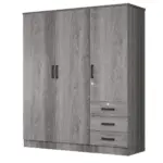 61"Wide 3-Door Wardrobe for Hanging With 3 Drawers & Shelves - Image 3