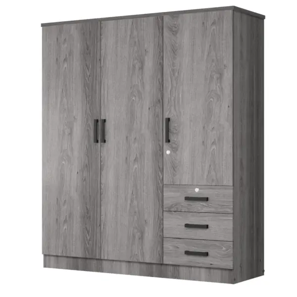 61"Wide 3-Door Wardrobe for Hanging With 3 Drawers & Shelves - Image 3