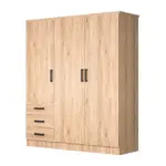 61"Wide 3-Door Wardrobe for Hanging With 3 Drawers & Shelves - Image 2