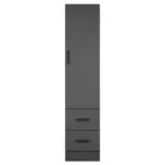 Single-Door Wardrobe With Shelves and 2 Drawers - Image 6