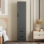 Single-Door Wardrobe With Shelves and 2 Drawers - Image 11