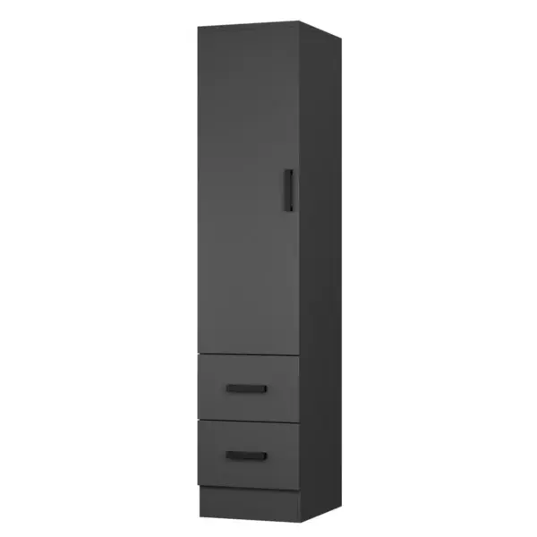 Single-Door Wardrobe With Shelves and 2 Drawers - Image 3