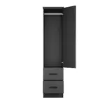 Single-Door Wardrobe With Shelves and 2 Drawers - Image 8