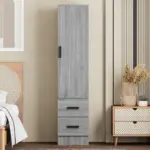 Single-Door Wardrobe With Shelves and 2 Drawers - Image 9