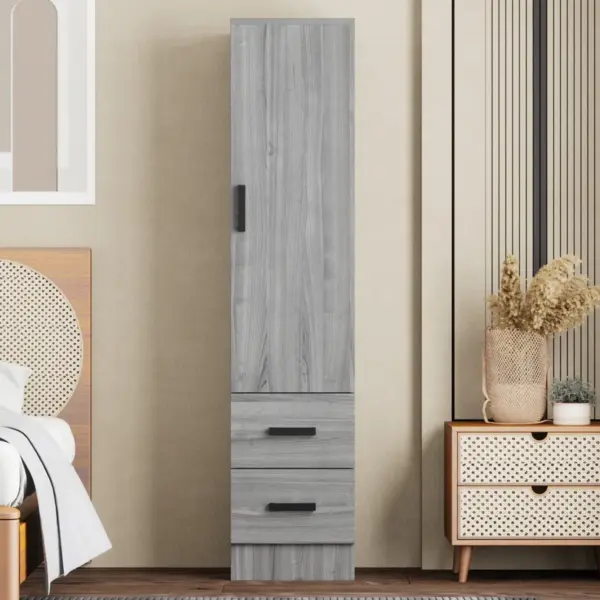 Single-Door Wardrobe With Shelves and 2 Drawers - Image 9