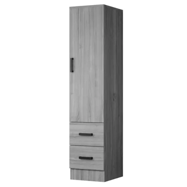Single-Door Wardrobe With Shelves and 2 Drawers - Image 1