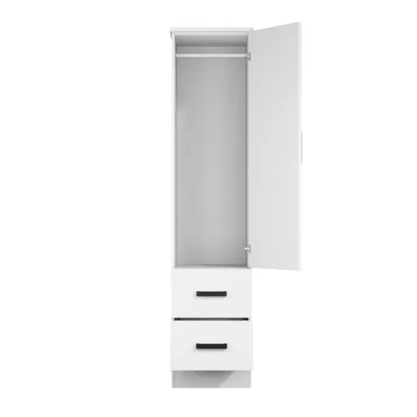Single-Door Wardrobe With Shelves and 2 Drawers - Image 7