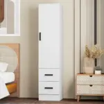 Single-Door Wardrobe With Shelves and 2 Drawers - Image 10